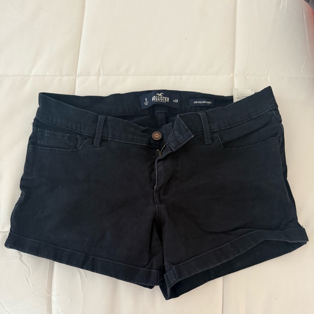 Hollister Black Jean Shorts Cuffed Hem